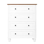 MAYEERTY Armoire de Rangement Moderne avec 4 Tiroirs Haute en Bois pour Salon Couloir Blanc Crème