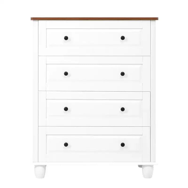 MAYEERTY Armoire de Rangement Moderne avec 4 Tiroirs Haute en Bois pour Salon Couloir Blanc Crème