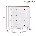 MAYEERTY Armoire de Rangement Moderne avec 4 Tiroirs Haute en Bois pour Salon Couloir Blanc Crème