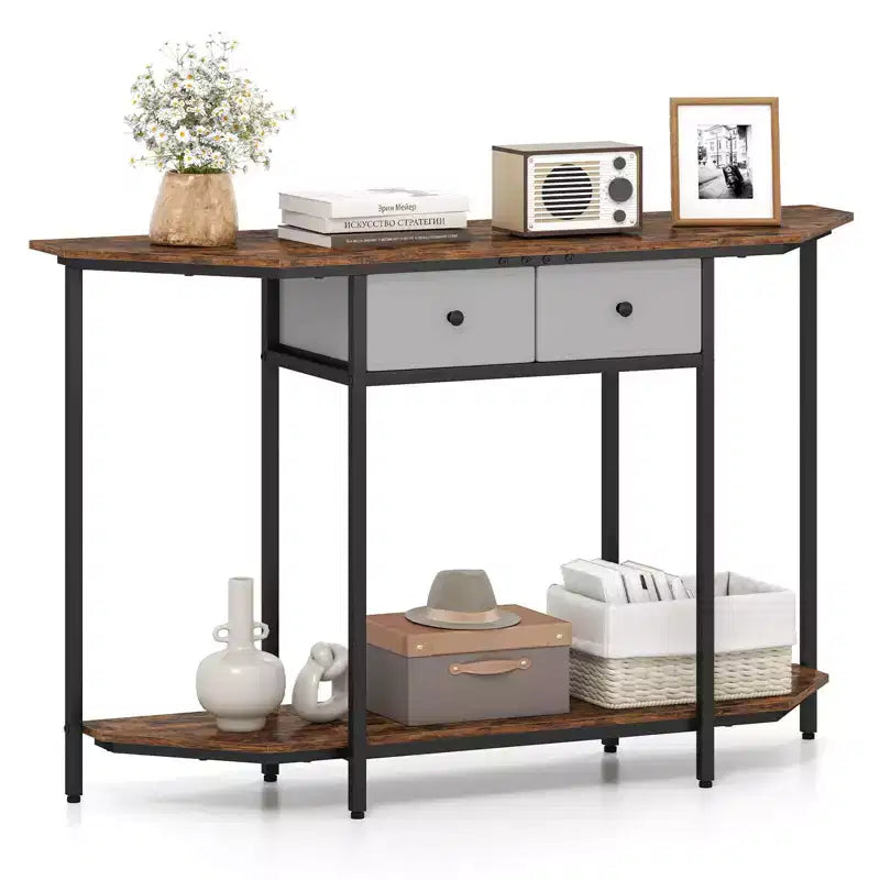 Table console Costway de 51" avec 2 tiroirs, étagère de rangement ouverte et 2 niveaux pour entrée