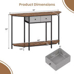 Table console Costway de 51" avec 2 tiroirs, étagère de rangement ouverte et 2 niveaux pour entrée