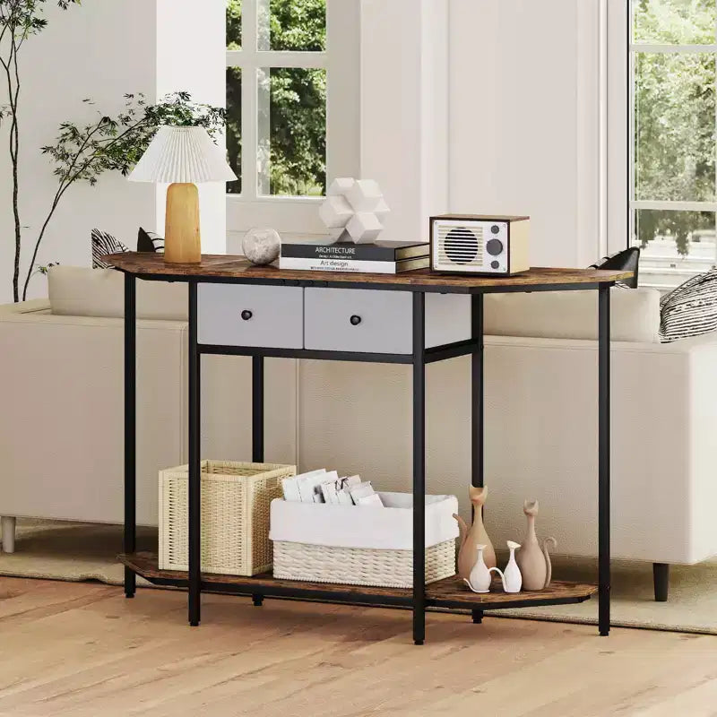 Table console Costway de 51" avec 2 tiroirs, étagère de rangement ouverte et 2 niveaux pour entrée