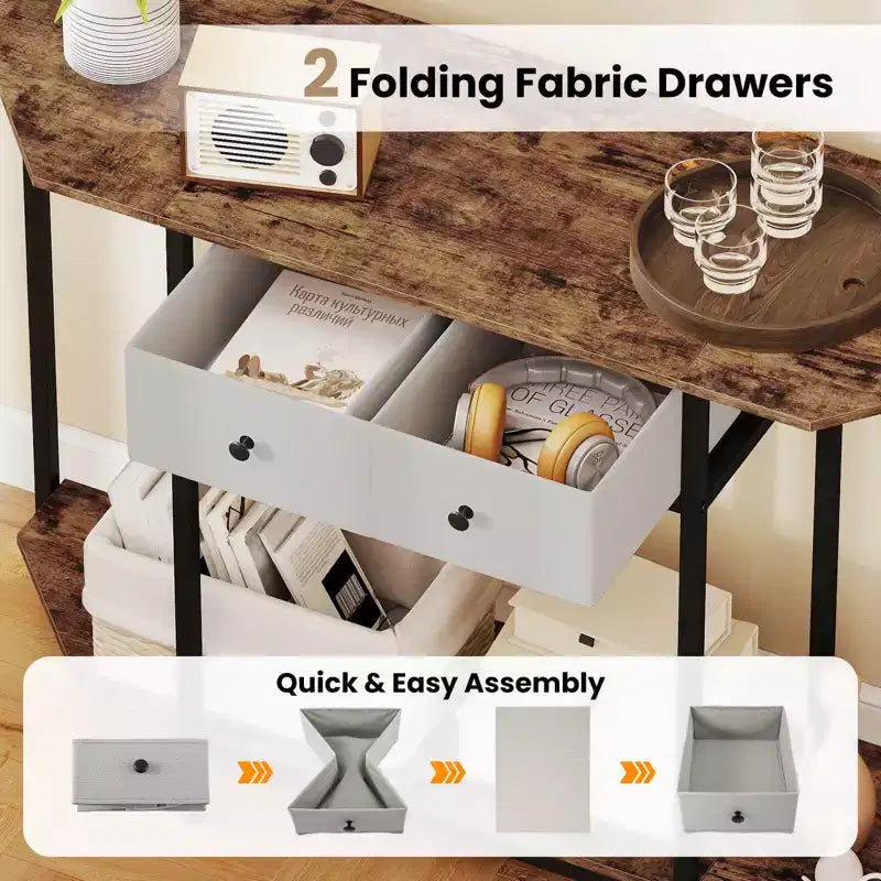 Table console Costway de 51" avec 2 tiroirs, étagère de rangement ouverte et 2 niveaux pour entrée