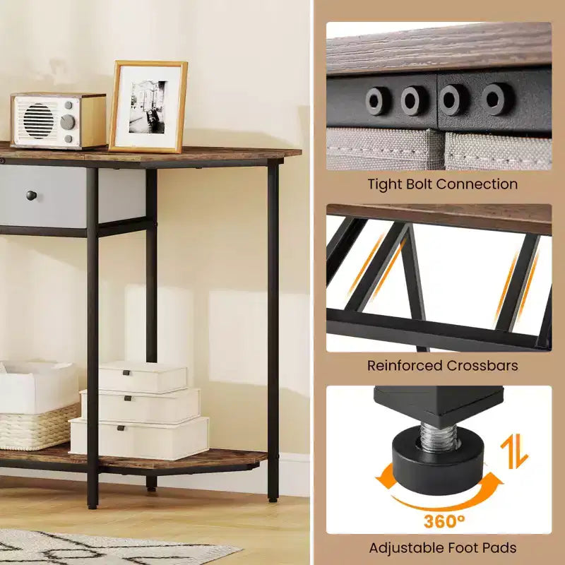 Table console Costway de 51" avec 2 tiroirs, étagère de rangement ouverte et 2 niveaux pour entrée