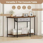 Table console Costway de 51" avec 2 tiroirs, étagère de rangement ouverte et 2 niveaux pour entrée