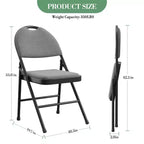 Lot de 4 Chaises Pliantes Rembourrées en Tissu, Chaise Pliante Commerciale en Métal avec Dossier Rembourré, Capacité de Poids de 158 kg, Chaise Pliante Confortable