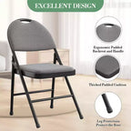 Lot de 4 Chaises Pliantes Rembourrées en Tissu, Chaise Pliante Commerciale en Métal avec Dossier Rembourré, Capacité de Poids de 158 kg, Chaise Pliante Confortable