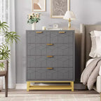 Commode moderne Meuble de rangement avec pieds en métal, grand espace de rangement et 5 tiroirs pour chambre, salon, couloir