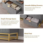Commode moderne Meuble de rangement avec pieds en métal, grand espace de rangement et 5 tiroirs pour chambre, salon, couloir