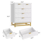 Commode moderne Meuble de rangement avec pieds en métal, grand espace de rangement et 5 tiroirs pour chambre, salon, couloir