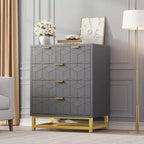 Commode moderne Meuble de rangement avec pieds en métal, grand espace de rangement et 5 tiroirs pour chambre, salon, couloir