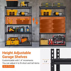Étagère de garage à 5 niveaux, étagères de rangement en métal réglables de 2500 lb, unité d'étagères robustes de grande capacité pour garage, étagère de rangement utilitaire industrielle