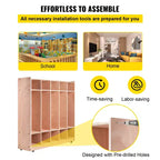 Porte-manteau VEVOR, Casier de Garderie à 5 Sections 481348 pouces, Porte-manteau et Porte-sac à Dos pour Salle de Classe, Marron
