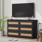 Commode double à 6 tiroirs pour chambre à coucher, commode large et commode bohème, organisateur de rangement en bois pour placard, salon, entrée
