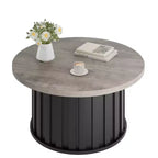 GustoWave Petite table basse, Table basse ronde avec base en métal pour petit espace, Appartement
