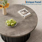 GustoWave Petite table basse, Table basse ronde avec base en métal pour petit espace, Appartement