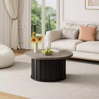 GustoWave Petite table basse, Table basse ronde avec base en métal pour petit espace, Appartement