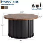 GustoWave Petite table basse, Table basse ronde avec base en métal pour petit espace, Appartement