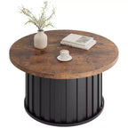 GustoWave Petite table basse, Table basse ronde avec base en métal pour petit espace, Appartement