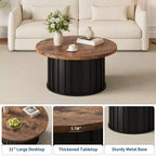 GustoWave Petite table basse, Table basse ronde avec base en métal pour petit espace, Appartement