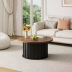 GustoWave Petite table basse, Table basse ronde avec base en métal pour petit espace, Appartement
