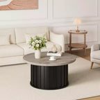 GustoWave Petite table basse, Table basse ronde avec base en métal pour petit espace, Appartement