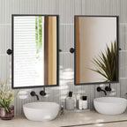 Pexfix Miroir Mural Pivotant Encadré en Métal pour Salle de Bain, Réglable Mural pour Décoration Murale Moderne