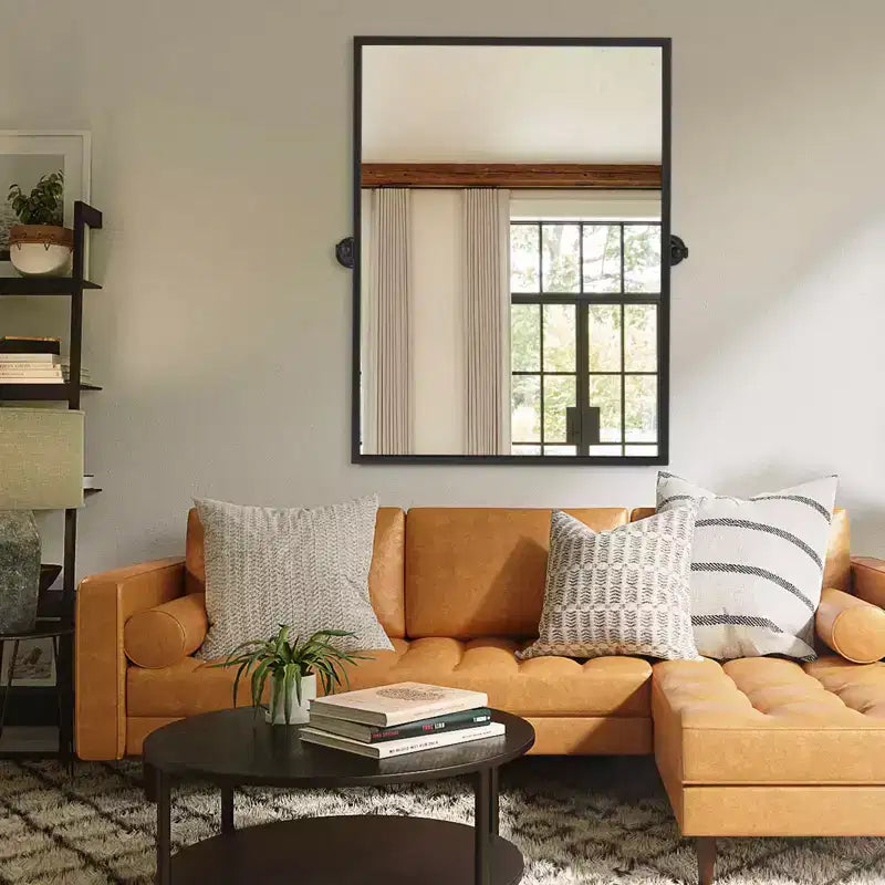 Pexfix Miroir Mural Pivotant Encadré en Métal pour Salle de Bain, Réglable Mural pour Décoration Murale Moderne