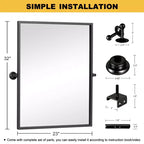 Pexfix Miroir Mural Pivotant Encadré en Métal pour Salle de Bain, Réglable Mural pour Décoration Murale Moderne