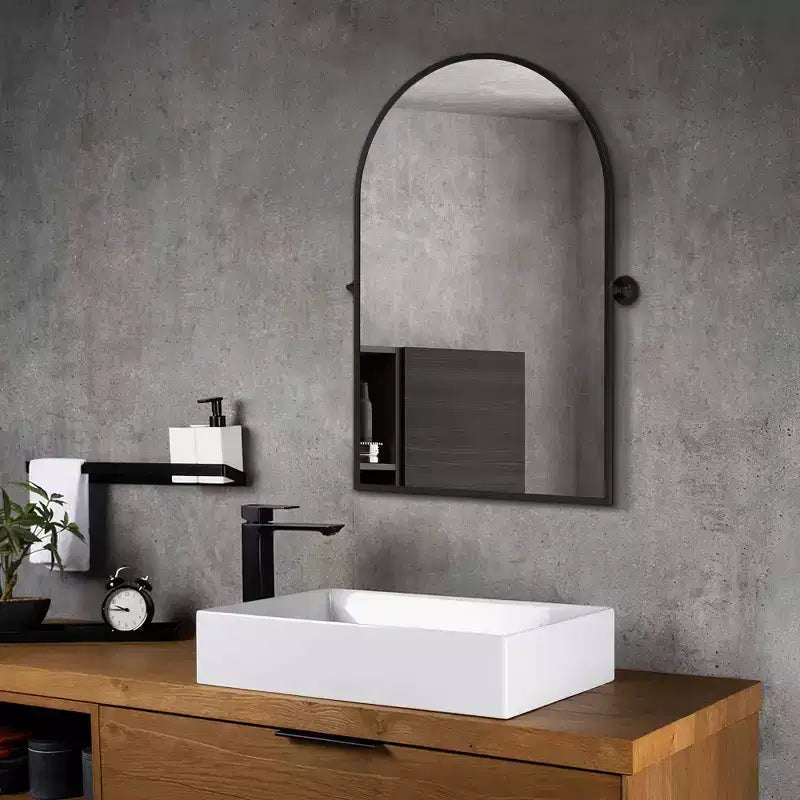 Pexfix Miroir Mural Pivotant Encadré en Métal pour Salle de Bain, Réglable Mural pour Décoration Murale Moderne