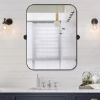 Pexfix Miroir Mural Pivotant Encadré en Métal pour Salle de Bain, Réglable Mural pour Décoration Murale Moderne