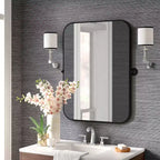 Pexfix Miroir Mural Pivotant Encadré en Métal pour Salle de Bain, Réglable Mural pour Décoration Murale Moderne
