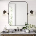 Pexfix Miroir Mural Pivotant Encadré en Métal pour Salle de Bain, Réglable Mural pour Décoration Murale Moderne