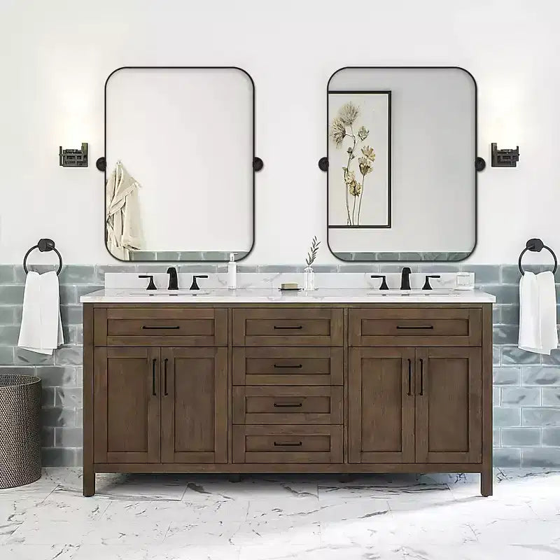 Pexfix Miroir Mural Pivotant Encadré en Métal pour Salle de Bain, Réglable Mural pour Décoration Murale Moderne
