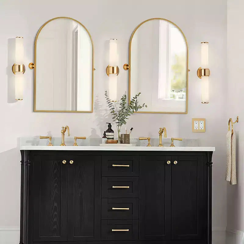 Pexfix Miroir Mural Pivotant Encadré en Métal pour Salle de Bain, Réglable Mural pour Décoration Murale Moderne