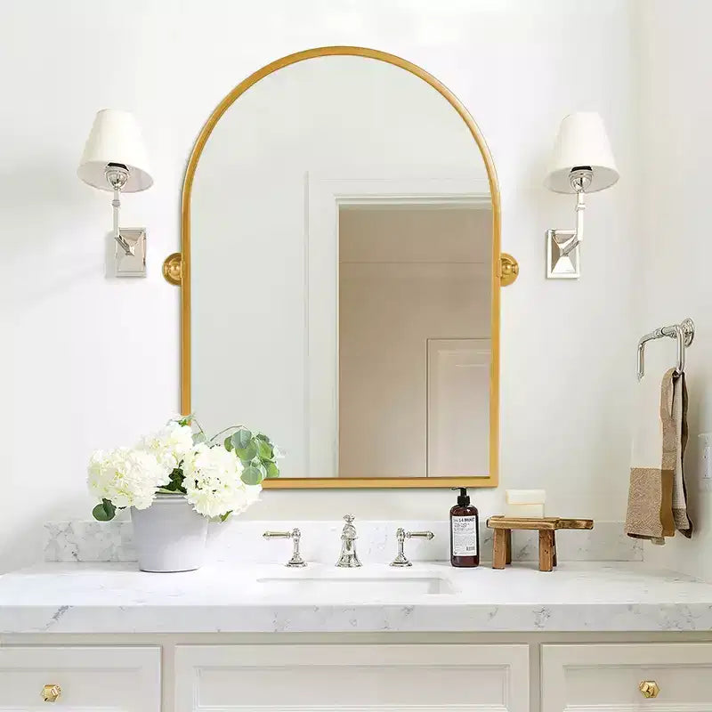 Pexfix Miroir Mural Pivotant Encadré en Métal pour Salle de Bain, Réglable Mural pour Décoration Murale Moderne