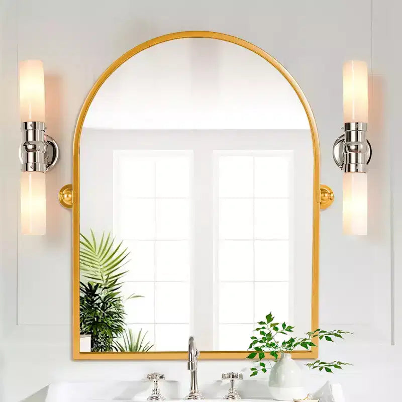 Pexfix Miroir Mural Pivotant Encadré en Métal pour Salle de Bain, Réglable Mural pour Décoration Murale Moderne