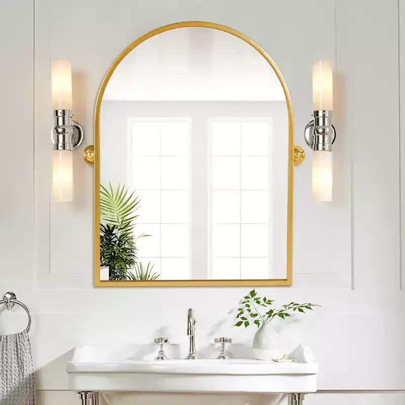 Pexfix Miroir Mural Pivotant Encadré en Métal pour Salle de Bain, Réglable Mural pour Décoration Murale Moderne