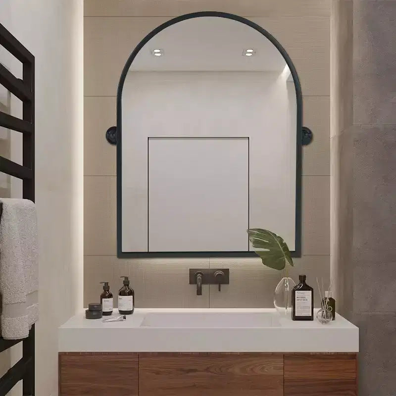 Pexfix Miroir Mural Pivotant Encadré en Métal pour Salle de Bain, Réglable Mural pour Décoration Murale Moderne