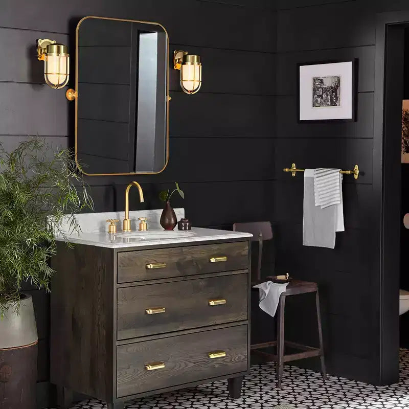 Pexfix Miroir Mural Pivotant Encadré en Métal pour Salle de Bain, Réglable Mural pour Décoration Murale Moderne