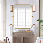 Pexfix Miroir Mural Pivotant Encadré en Métal pour Salle de Bain, Réglable Mural pour Décoration Murale Moderne