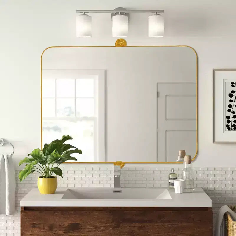 Pexfix Miroir Mural Pivotant Encadré en Métal pour Salle de Bain, Réglable Mural pour Décoration Murale Moderne