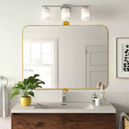 Pexfix Miroir Mural Pivotant Encadré en Métal pour Salle de Bain, Réglable Mural pour Décoration Murale Moderne