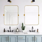 Pexfix Miroir Mural Pivotant Encadré en Métal pour Salle de Bain, Réglable Mural pour Décoration Murale Moderne