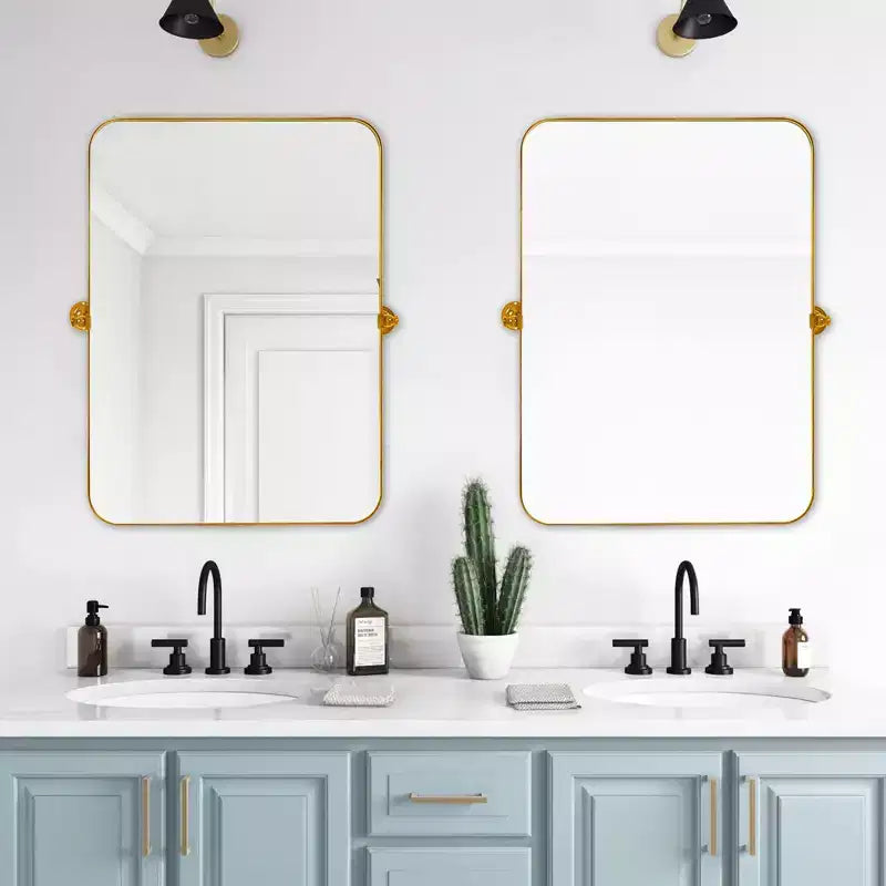 Pexfix Miroir Mural Pivotant Encadré en Métal pour Salle de Bain, Réglable Mural pour Décoration Murale Moderne