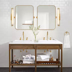 Pexfix Miroir Mural Pivotant Encadré en Métal pour Salle de Bain, Réglable Mural pour Décoration Murale Moderne