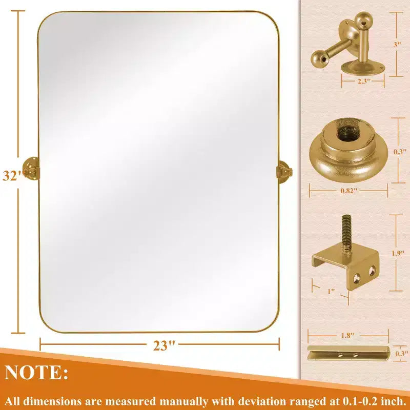 Pexfix Miroir Mural Pivotant Encadré en Métal pour Salle de Bain, Réglable Mural pour Décoration Murale Moderne