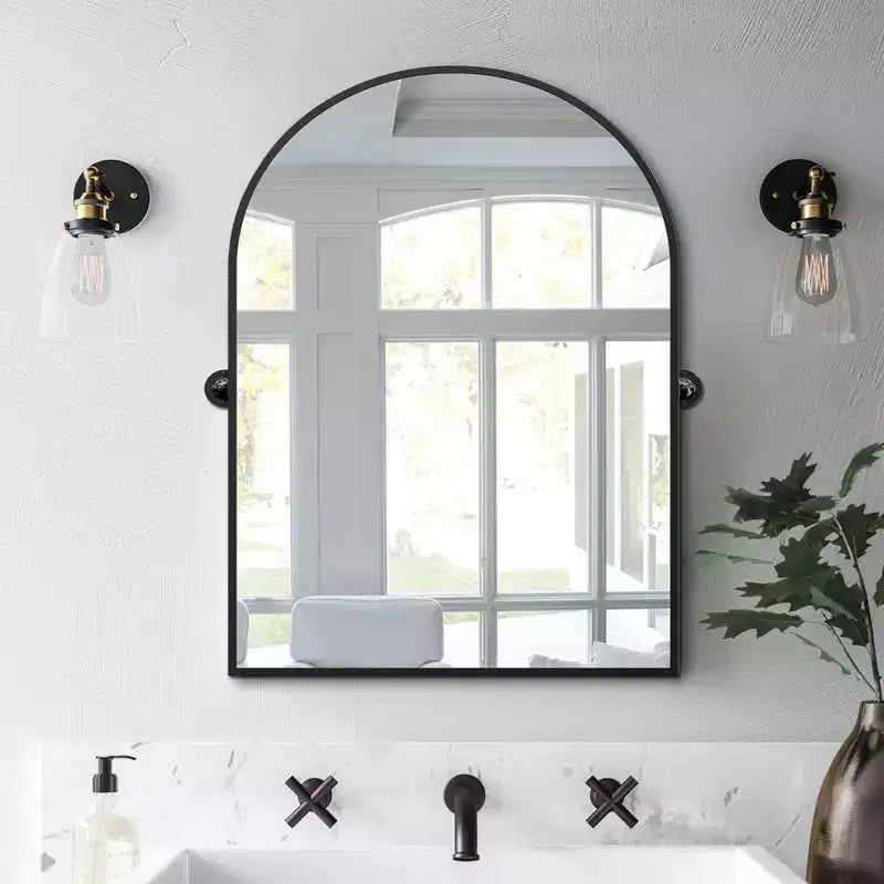 Pexfix Miroir Mural Pivotant Encadré en Métal pour Salle de Bain, Réglable Mural pour Décoration Murale Moderne