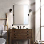 Pexfix Miroir Mural Pivotant Encadré en Métal pour Salle de Bain, Réglable Mural pour Décoration Murale Moderne