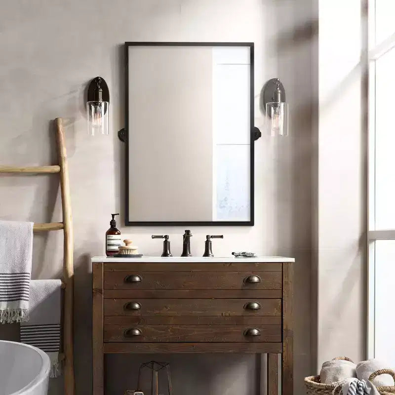 Pexfix Miroir Mural Pivotant Encadré en Métal pour Salle de Bain, Réglable Mural pour Décoration Murale Moderne